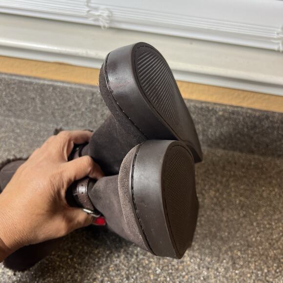 Coach Norell Womens Sz 7.5B Hidden Wedge Brown Suede Boots Pull On Sherpa Lining - Picture 6 of 12